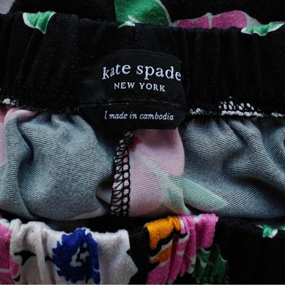 Kate Spade Floral Pajama Set Black Pink Size Large / X-Large